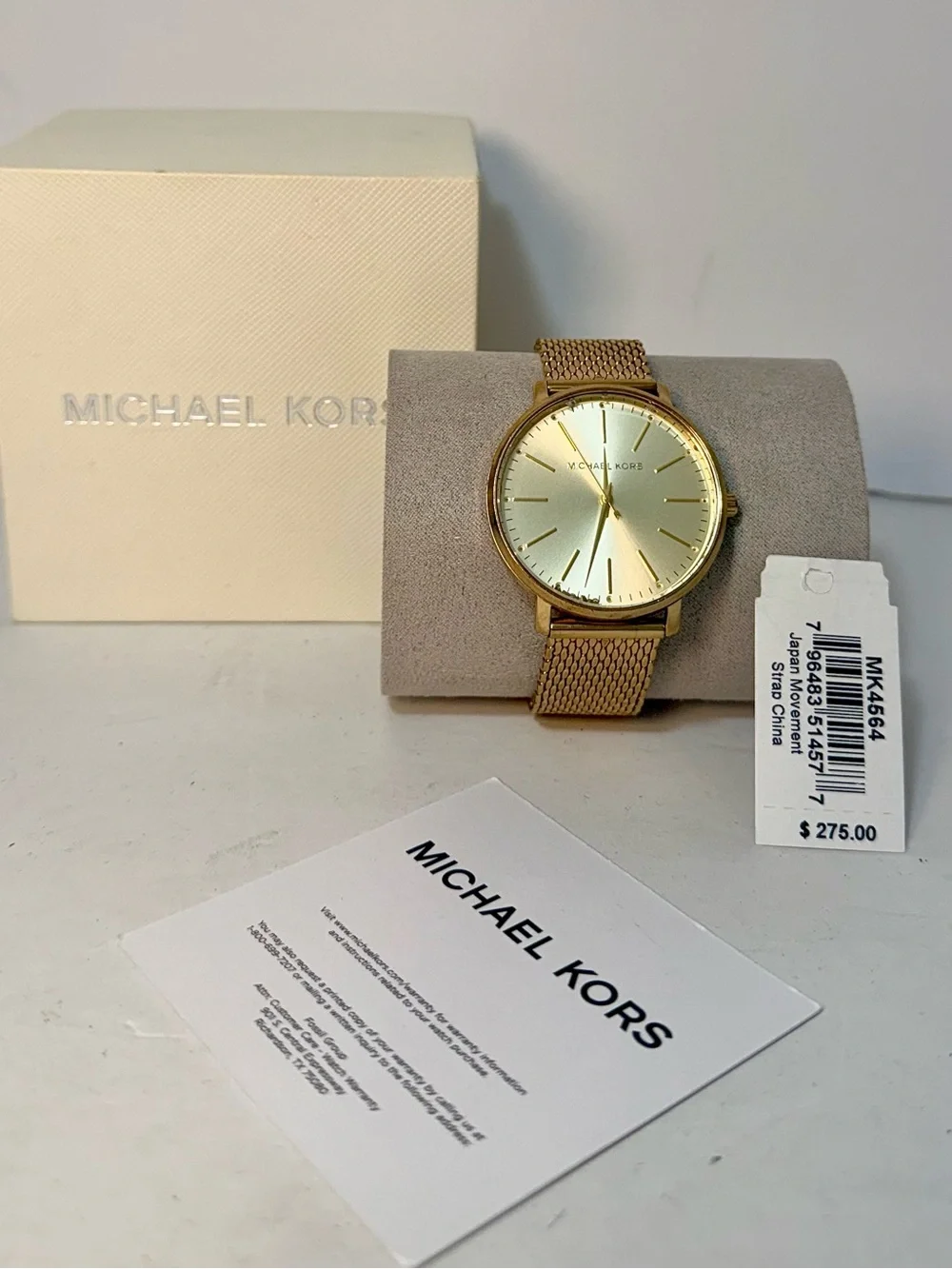 Michael Kors Gold-Tone Slim Mesh Bracelet Watch